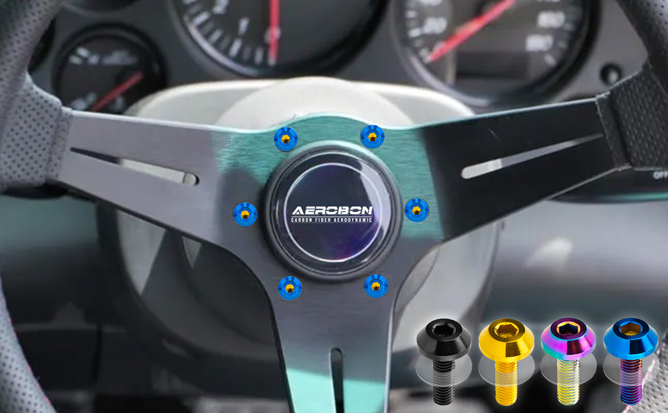 AeroBon GR5 Titanium Steering Wheel Bolt Kit, M5x16mm (M5x0.8) Button Head 12mm