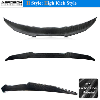 AeroBon Real Carbon Fiber Trunk Spoiler Compatible with 2020-2026 Mercedes CLA Class C118 Sedan Rear Spoiler H style (High Kick)