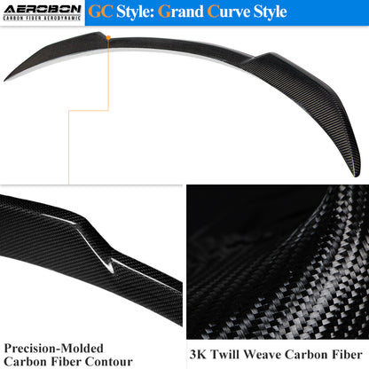 AeroBon Real Carbon Fiber Trunk Spoiler Compatible with 2025 2026 Tesla Model Y Juniper Rear Spoiler (SB Style) Stealth Blade