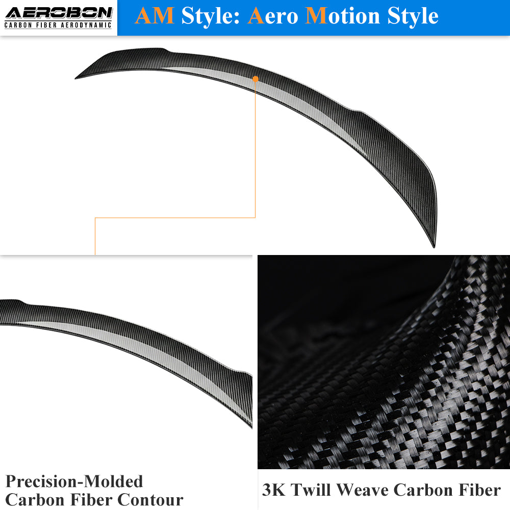 AeroBon Real Carbon Fiber Trunk Spoiler Compatible with 2020-2026 Mercedes CLA Class C118 Sedan Rear Spoiler AM style (Aero Motion)