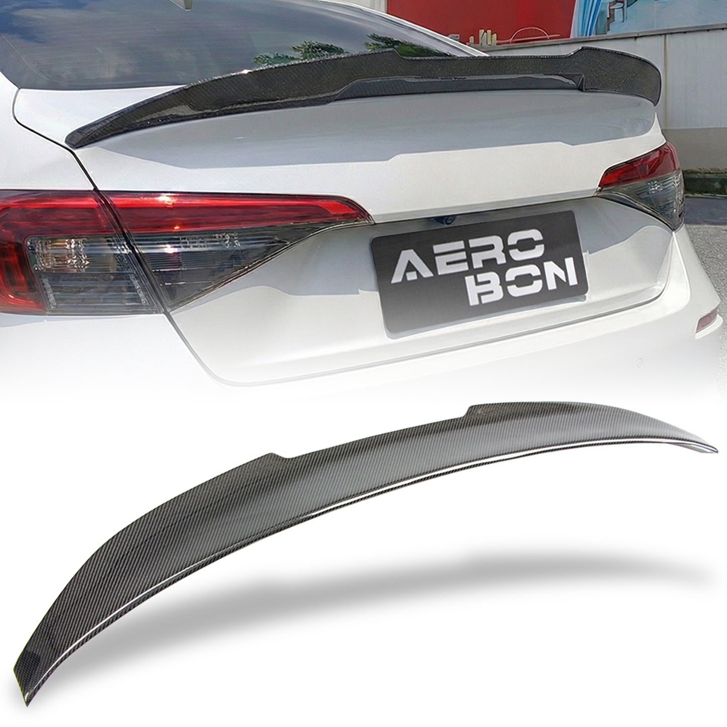 AeroBon Real Carbon Fiber Trunk Spoiler Compatible with 2022-2026 Honda Civic Sedan Spoiler 11th Gen (H Style) High Kick