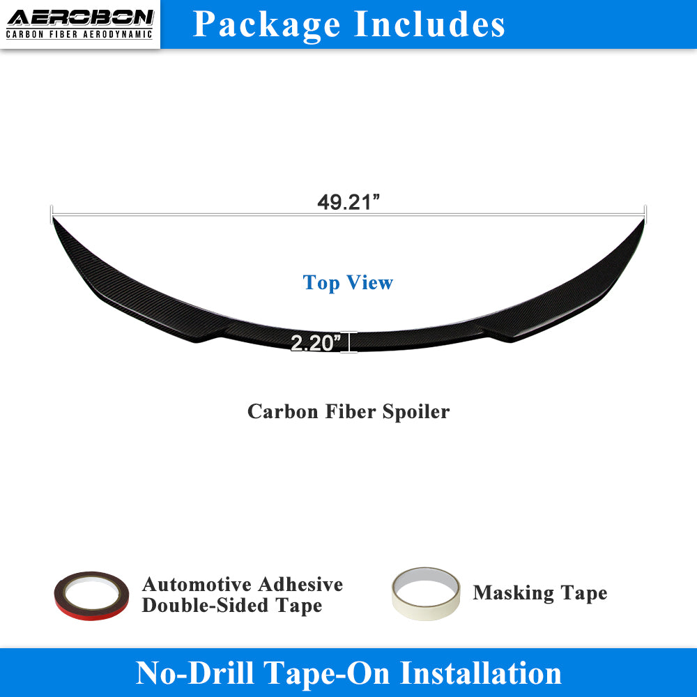 AeroBon Real Carbon Fiber Trunk Spoiler Compatible with 2025 2026 Tesla Model Y Juniper Rear Spoiler (SB Style) Stealth Blade