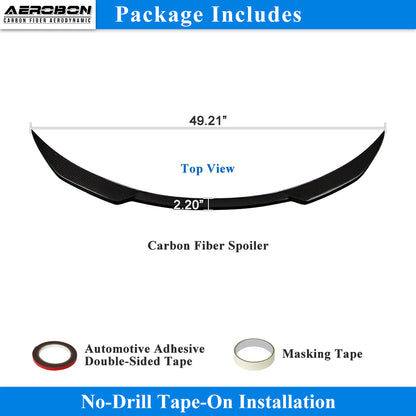 AeroBon Real Carbon Fiber Trunk Spoiler Compatible with 2025 2026 Tesla Model Y Juniper Rear Spoiler (SB Style) Stealth Blade