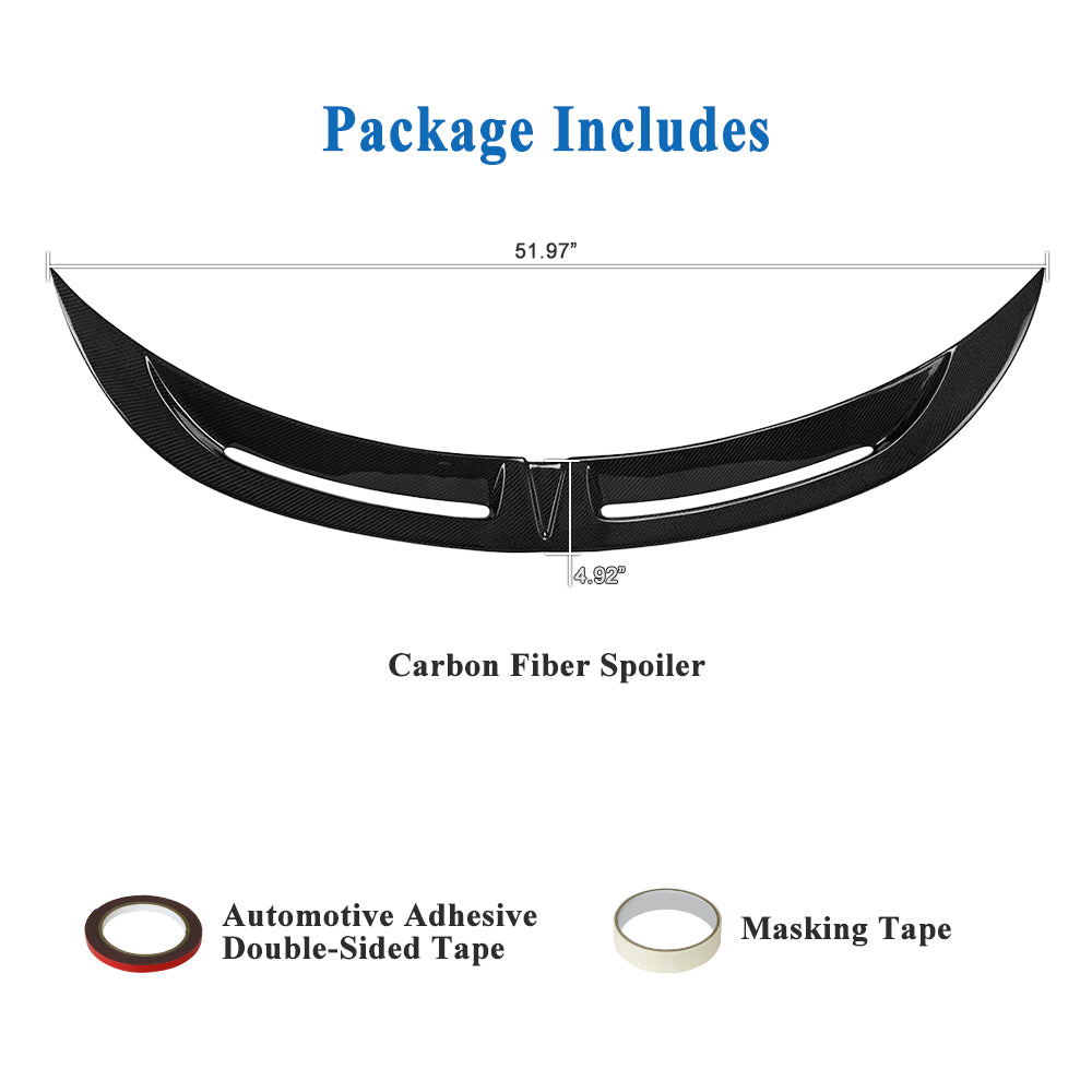 AeroBon Real Carbon Fiber Trunk Spoiler Compatible with 2017-2023 Tesla Model 3 Rear Spoiler (Turbo Style) Turbo Aero