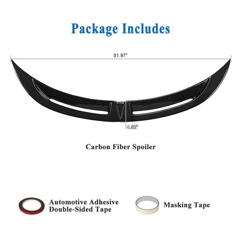 AeroBon Real Carbon Fiber Trunk Spoiler Compatible with 2017-2023 Tesla Model 3 Rear Spoiler (Turbo Style)
