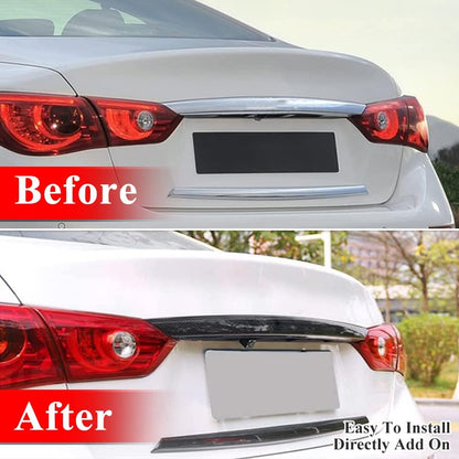 AeroBon Prepreg Dry Carbon Fiber Trunk Trim Black Out Overlay Compatible with 2014-2017 Infiniti Q50 Q50S Chrome Delete Trunk Trim