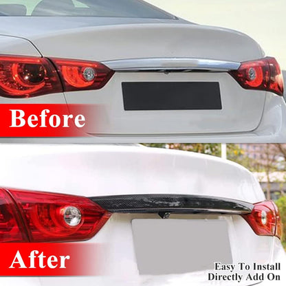 AeroBon Prepreg Dry Carbon Fiber Trunk Trim Black Out Overlay Compatible with 2018-2025 Infiniti Q50 Q50S Chrome Delete Trunk Trim