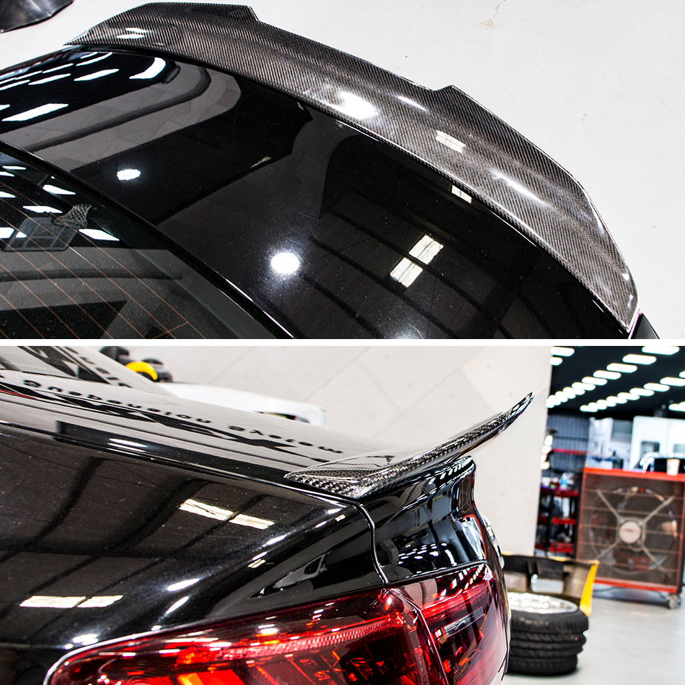 AeroBon Real Carbon Fiber Trunk Spoiler Compatible with 2012-2018 Audi A6 S6 (C7) Sedan Rear Spoiler (H Style) High Kick