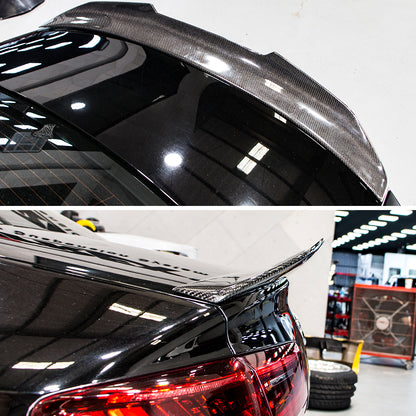 AeroBon Real Carbon Fiber Trunk Spoiler Compatible with 2012-2018 Audi A6 S6 (C7) Sedan Rear Spoiler (H Style) High Kick