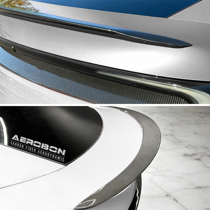 AeroBon Prepreg Dry Carbon Fiber Trunk Spoiler Compatible with 2025 2026 Tesla Model Y Juniper Rear Spoiler (Performance Style)
