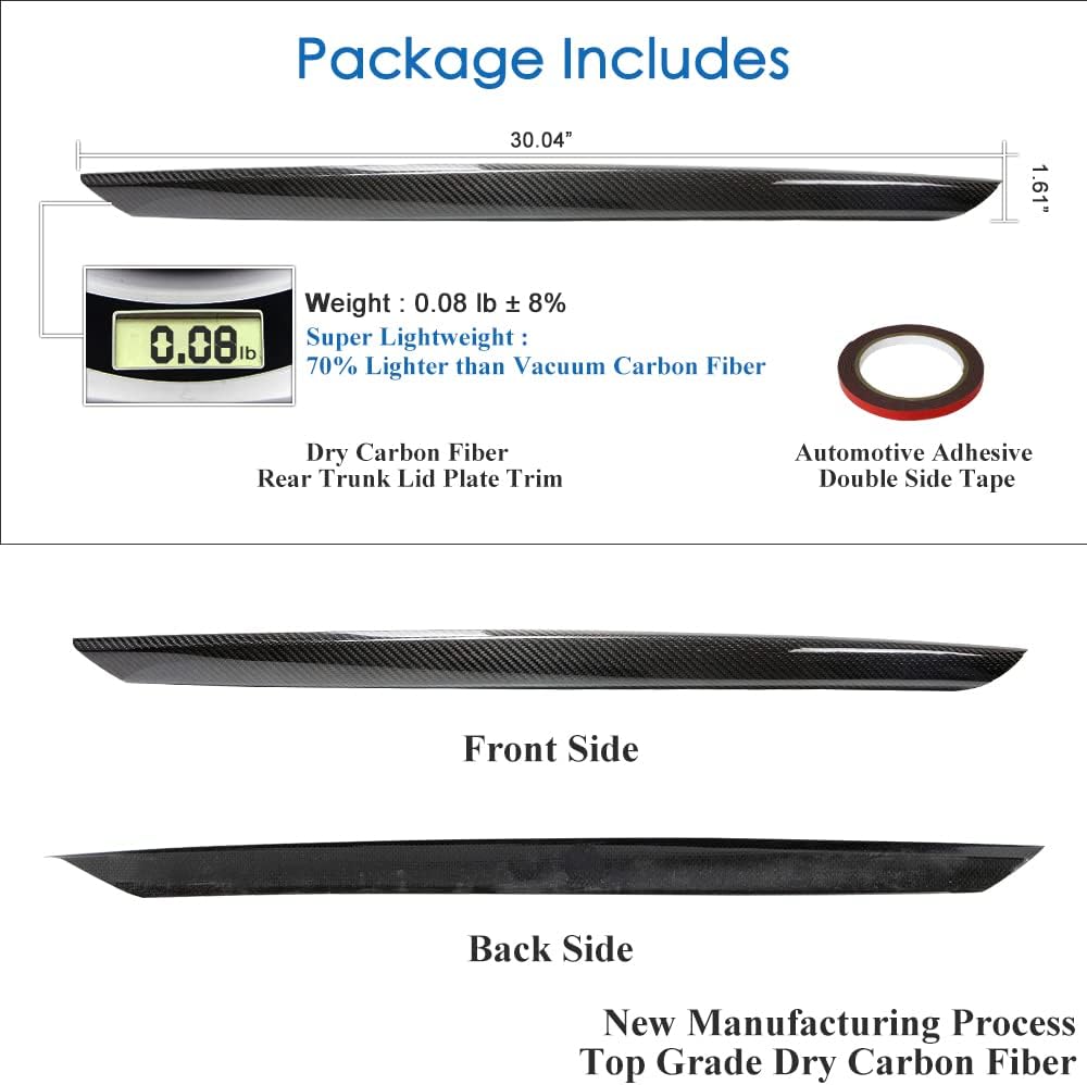 AeroBon Prepreg Dry Carbon Fiber Trunk Trim Black Out Overlay Compatible with 2018-2025 Infiniti Q50 Q50S Chrome Delete Trunk Trim