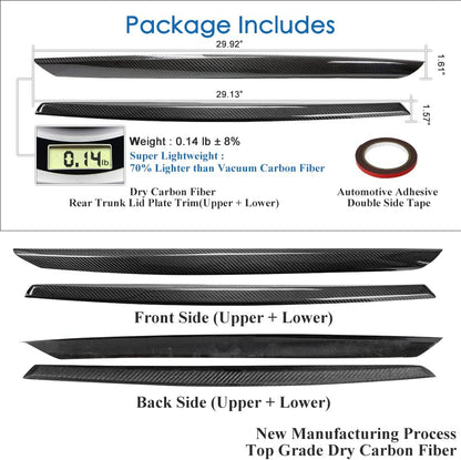 AeroBon Prepreg Dry Carbon Fiber Trunk Trim Black Out Overlay Compatible with 2014-2017 Infiniti Q50 Q50S Chrome Delete Trunk Trim