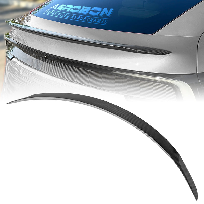 AeroBon Prepreg Dry Carbon Fiber Trunk Spoiler Compatible with 2025 2026 Tesla Model Y Juniper Rear Spoiler (Performance Style)