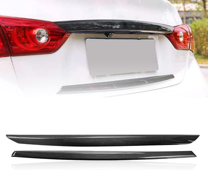 AeroBon Prepreg Dry Carbon Fiber Trunk Trim Black Out Overlay Compatible with 2014-2017 Infiniti Q50 Q50S Chrome Delete Trunk Trim