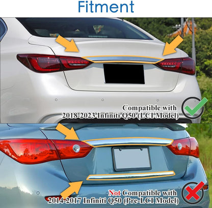 AeroBon Prepreg Dry Carbon Fiber Trunk Trim Black Out Overlay Compatible with 2018-2025 Infiniti Q50 Q50S Chrome Delete Trunk Trim