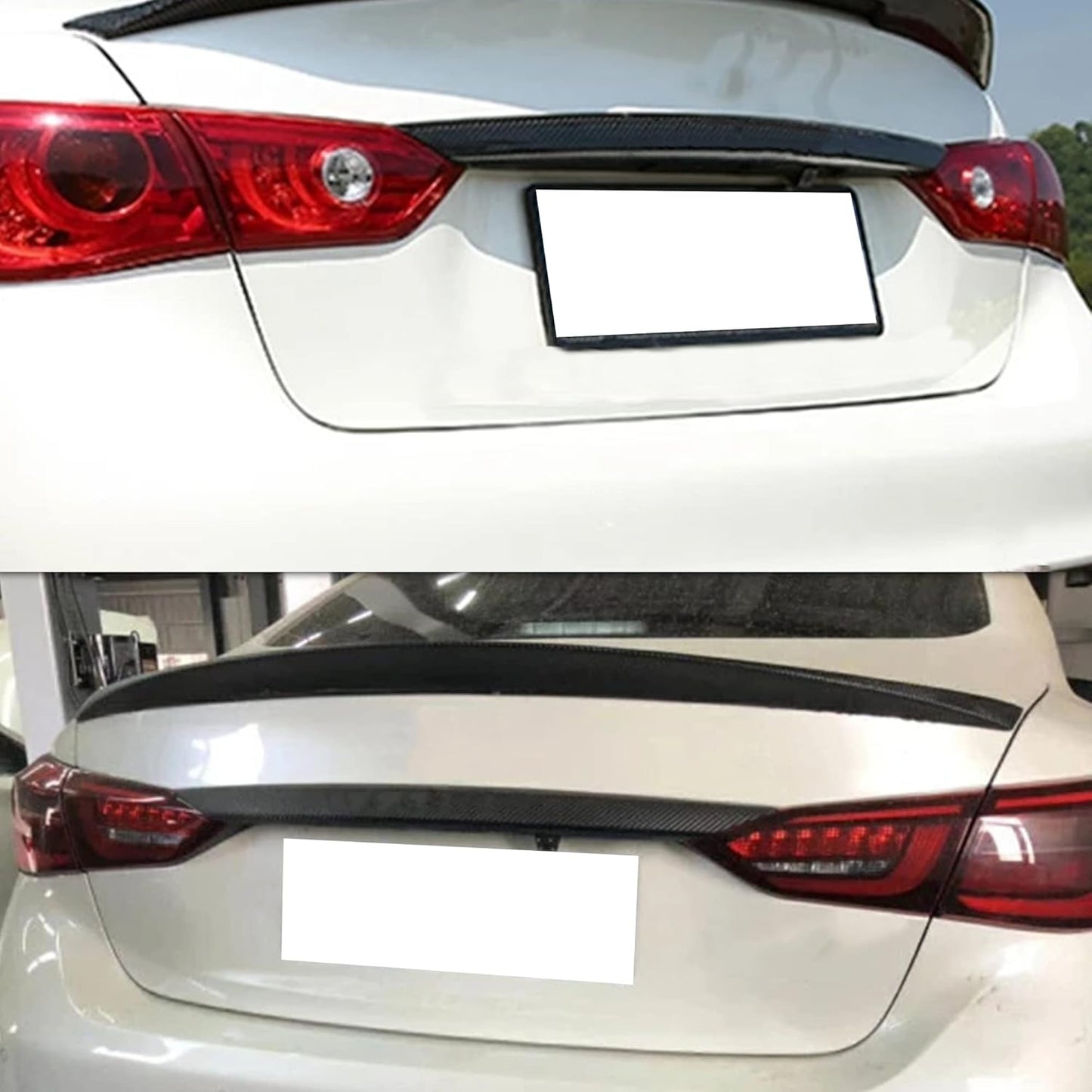 AeroBon Prepreg Dry Carbon Fiber Trunk Trim Black Out Overlay Compatible with 2018-2025 Infiniti Q50 Q50S Chrome Delete Trunk Trim