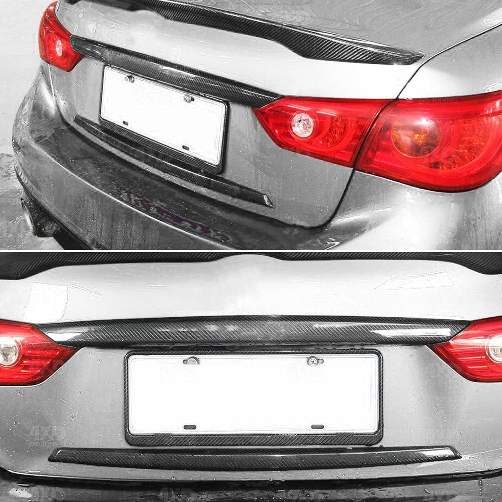 AeroBon Prepreg Dry Carbon Fiber Trunk Trim Black Out Overlay Compatible with 2014-2017 Infiniti Q50 Q50S Chrome Delete Trunk Trim