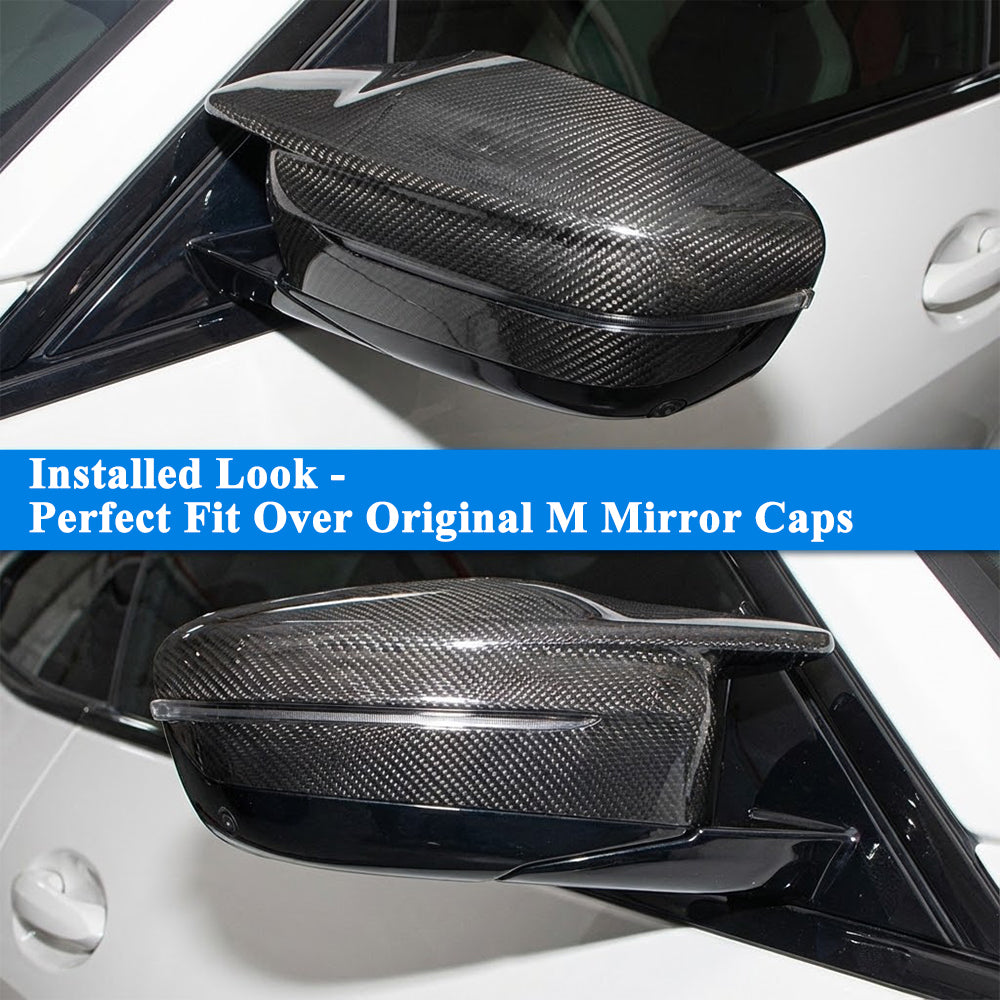 AeroBon CF Mirror Cap Overlays BMW 2 Series G42 / 3 Series G20 (2022-2026) - installed on vehicle