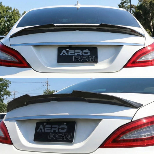 AeroBon Carbon Fiber Trunk Spoiler CLS C218/W218 (2011-2018) H - installed - rear view