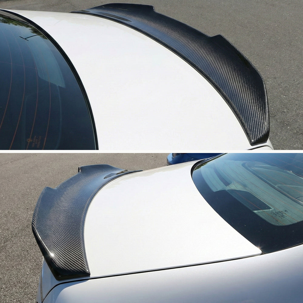 AeroBon Real Carbon Fiber Trunk Spoiler Compatible with 2011-2018 Mercedes Benz CLS Class C218 W218 Sedan Rear Spoiler (H Style) High Kick