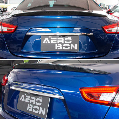 AeroBon Real Carbon Fiber Trunk Spoiler Compatible with 2014-2024 Maserati Ghibli Spoiler (OE Style)