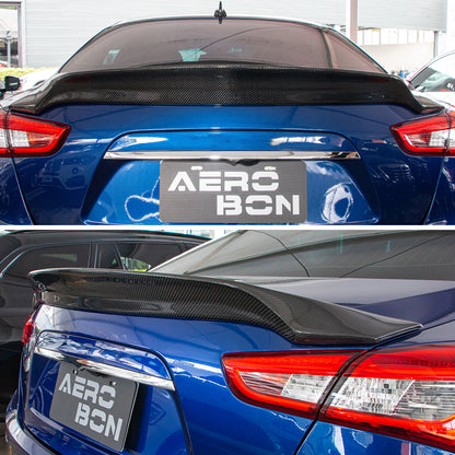 AeroBon Real Carbon Fiber Trunk Spoiler Compatible with 2014-2024 Maserati Ghibli Rear Spoiler (AS Style) Aero Sharp