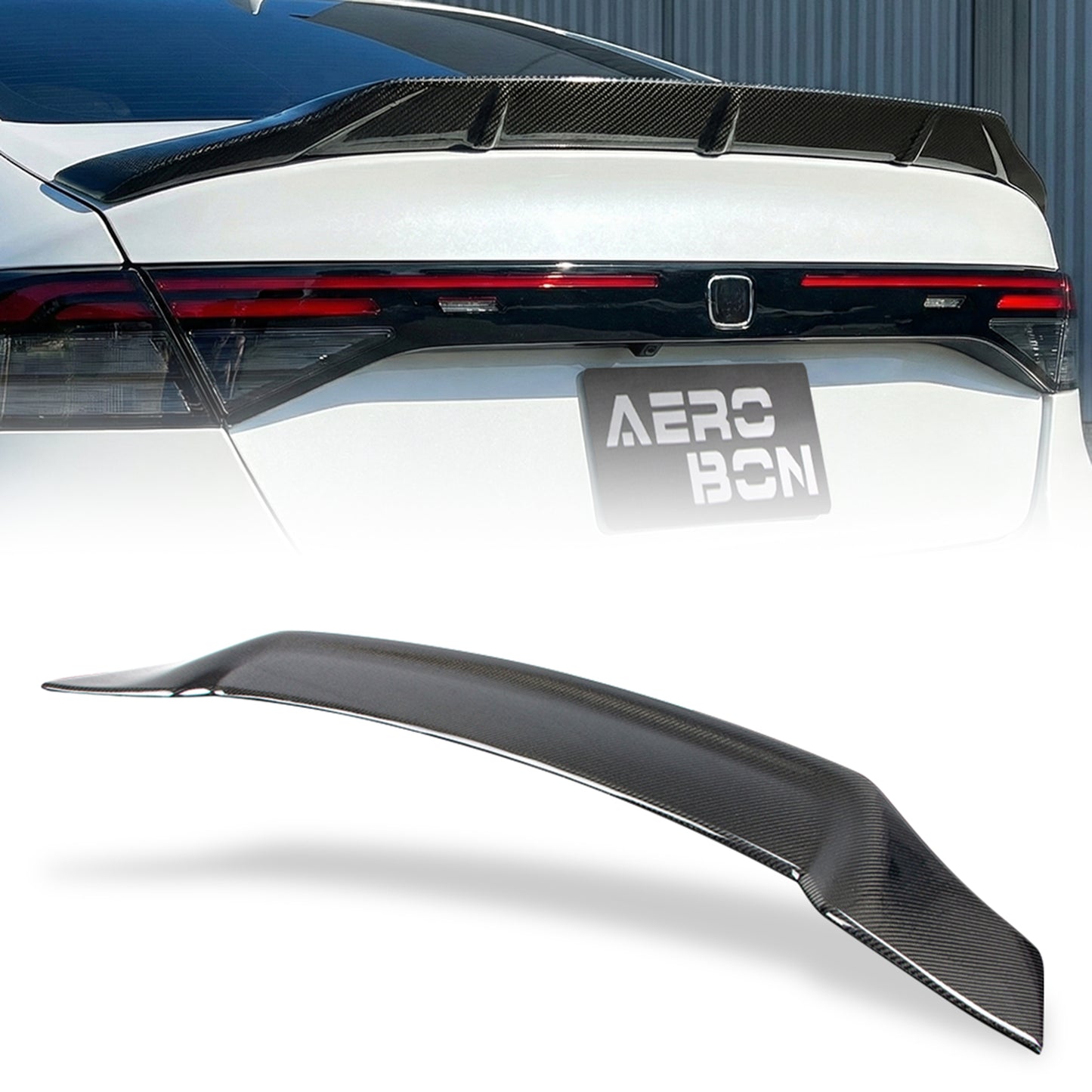 AeroBon Real Carbon Fiber Trunk Spoiler Compatible with 2023-2026 Honda Accord 11th Gen Rear Spoiler (TR Style) Tuned Racing