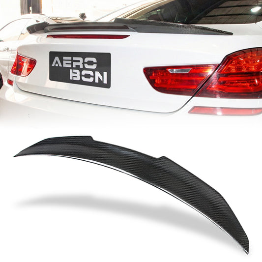 AeroBon Real Carbon Fiber Trunk Spoiler Compatible with 2012-2019 BMW 6 Series F06 F12 F13 and M6 Rear Spoiler (H Style) High Kick