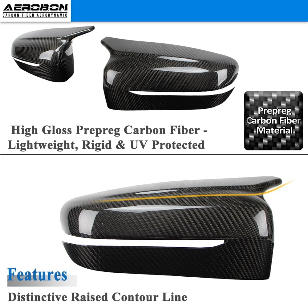 Carbon fiber car parts with Aerobon branding on a white background