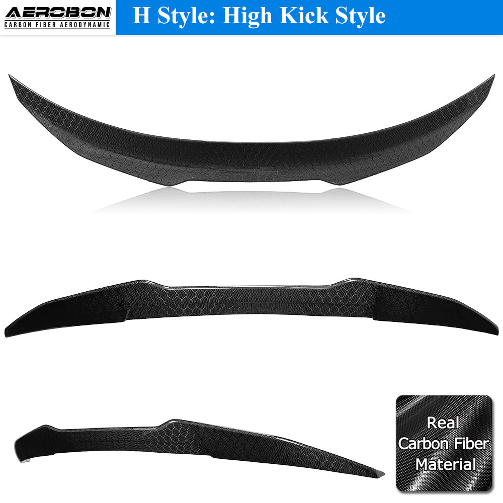 AeroBon Real Carbon Fiber Honeycomb Weave Trunk Spoiler Compatible with 2017-2023 Infiniti Q60 Q60S Coupe Spoiler (H Style) High Kick