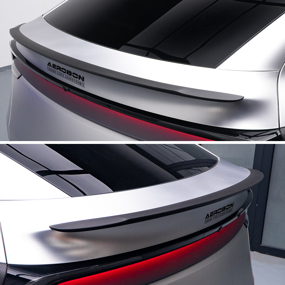 AeroBon Prepreg Dry Carbon Fiber Matte Finish Trunk Spoiler Compatible with 2025 2026 Tesla Model Y Juniper Rear Spoiler (Performance Style)