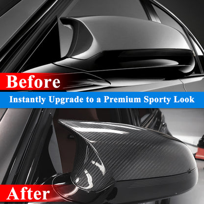 AeroBon Real Carbon Fiber Side Mirror Covers Compatible with 2014-2020 BMW F80 M3 / F82 M4 / F83 M4 Mirror Caps (Replacement Style)