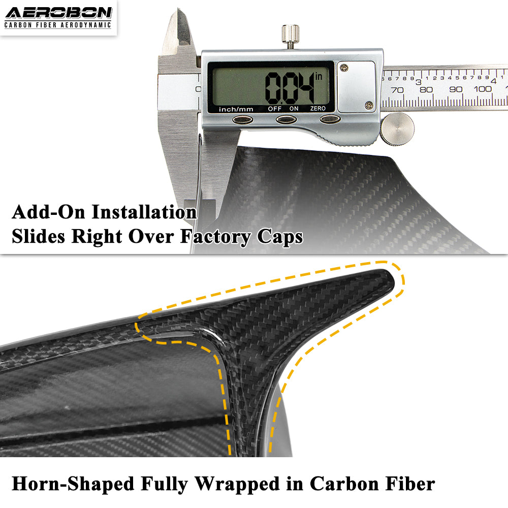 AeroBon Real Carbon Fiber Side Mirror Caps Compatible with 2025 2026 Tesla Model Y Juniper Mirror Caps (Overlay Style)