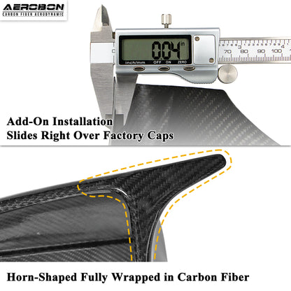 AeroBon Real Carbon Fiber Side Mirror Caps Compatible with 2025 2026 Tesla Model Y Juniper Mirror Caps (Overlay Style)