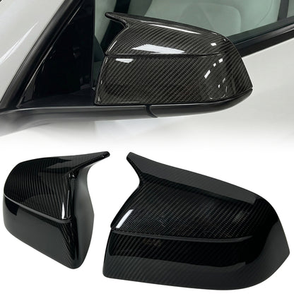 AeroBon Real Carbon Fiber Side Mirror Caps Compatible with 2025 2026 Tesla Model Y Juniper Mirror Caps (Overlay Style)