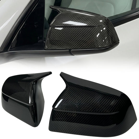 AeroBon Real Carbon Fiber Side Mirror Caps Compatible with 2025 2026 Tesla Model Y Juniper Mirror Caps (Overlay Style)