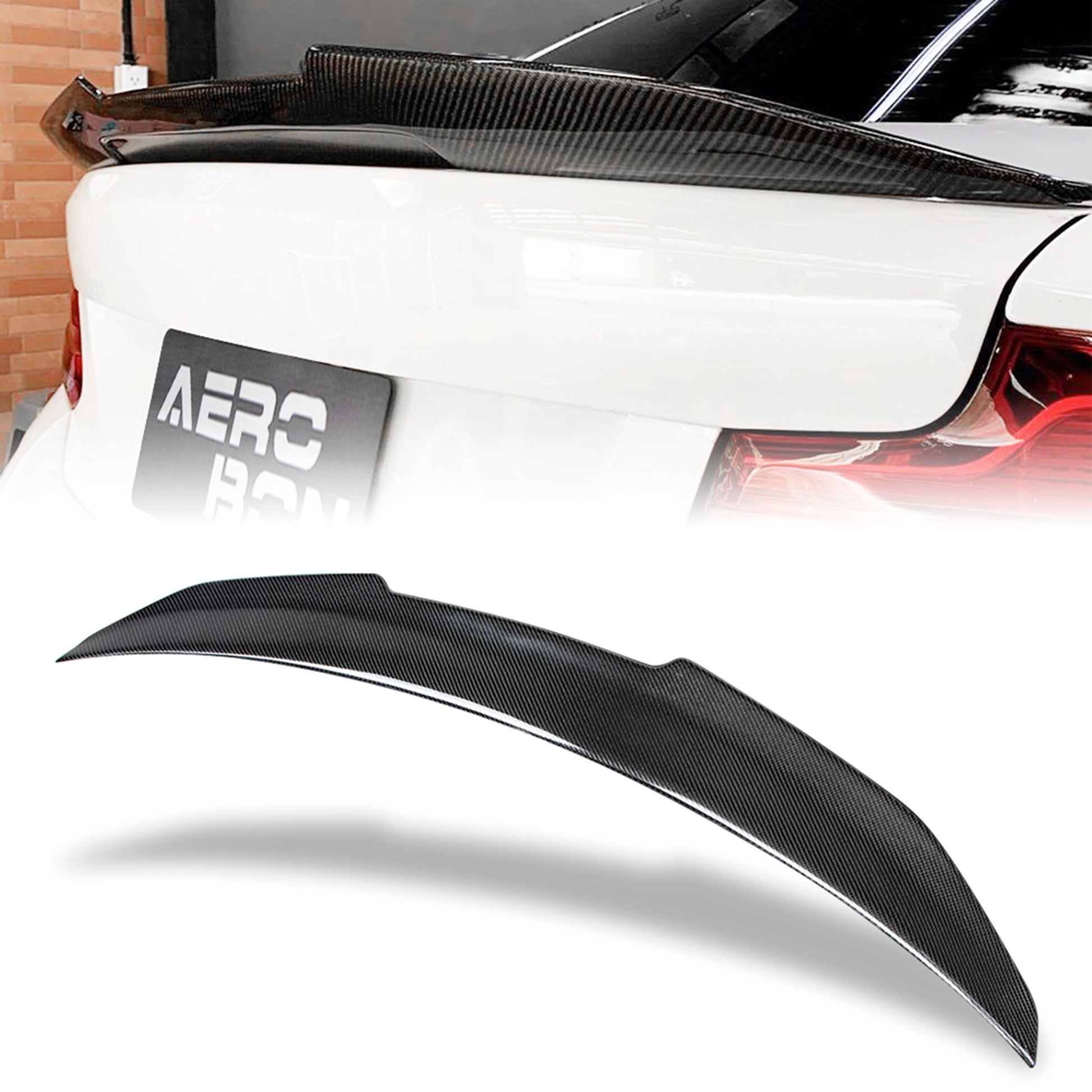AeroBon CF Trunk Spoiler BMW 2 Series F22 / M2 F87 (2014-2021) H - 3K twill weave close-up