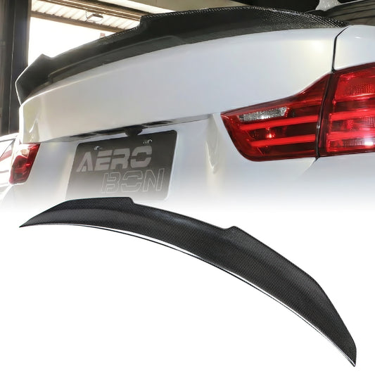 AeroBon Real Carbon Fiber Trunk Spoiler Compatible with 2014-2020 BMW 4-Series F36 Rear Spoiler Gran Coupe 4-Door (H Style) High Kick