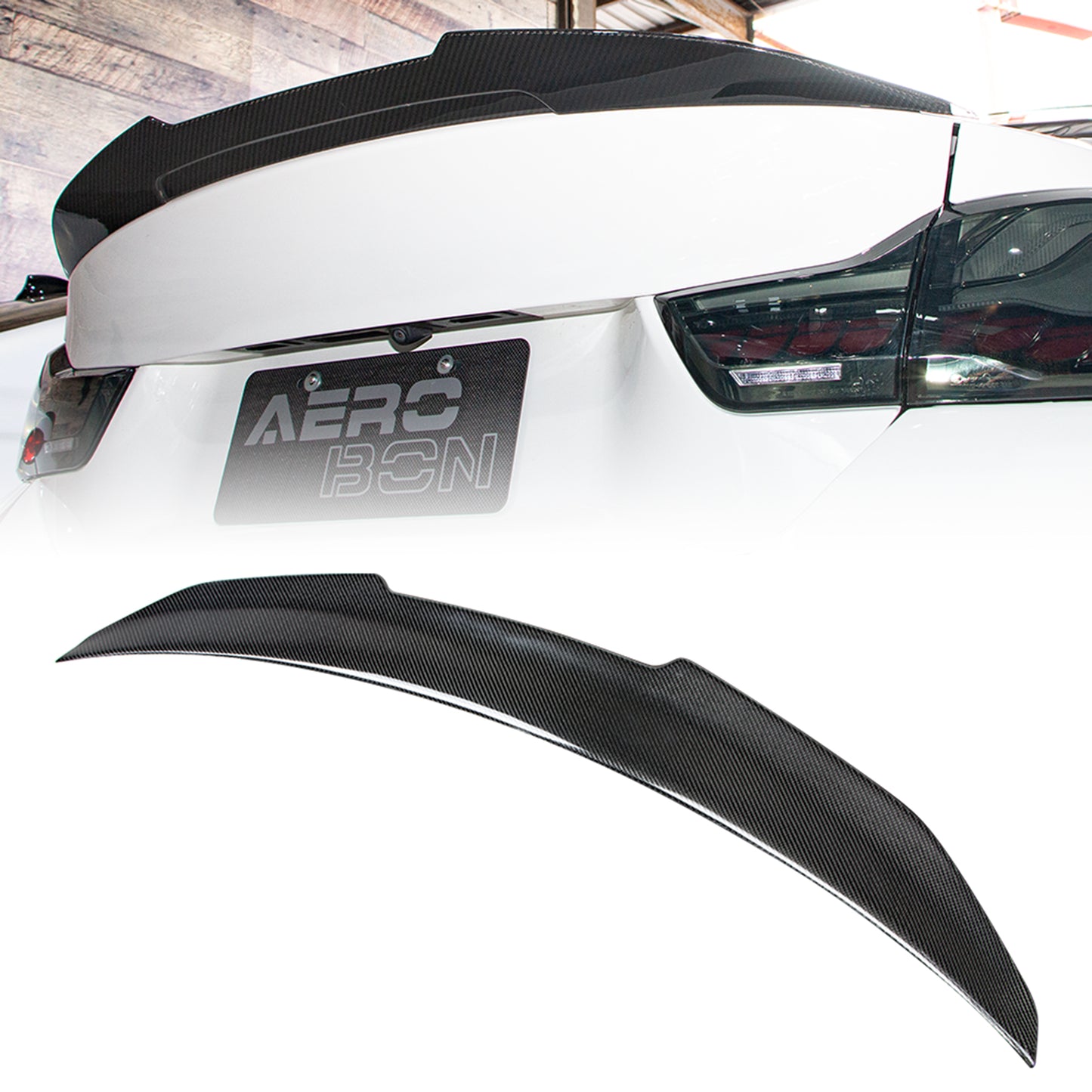 AeroBon Real Carbon Fiber Trunk Spoiler Compatible with 2015-2020 BMW F82 M4 Coupe Spoiler Wing (H Style)