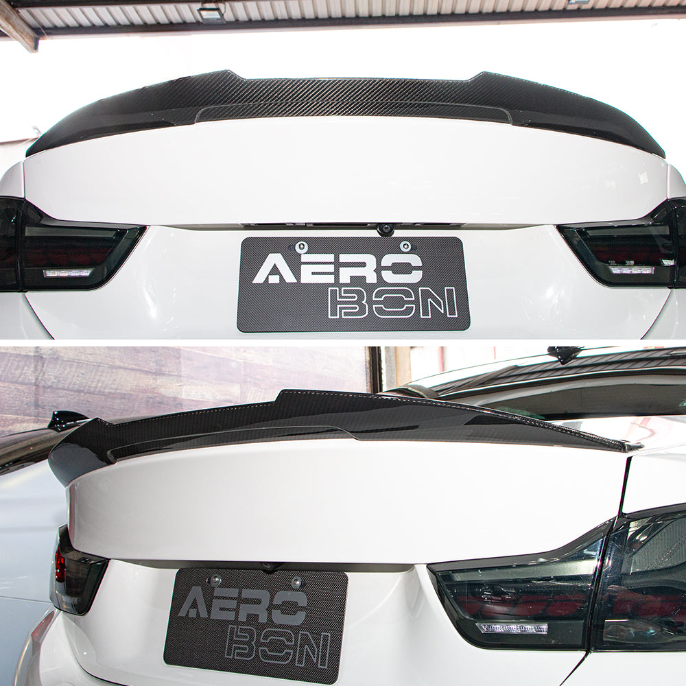 AeroBon Real Carbon Fiber Trunk Spoiler Compatible with 2015-2020 BMW F82 M4 Coupe Spoiler Wing (H Style)