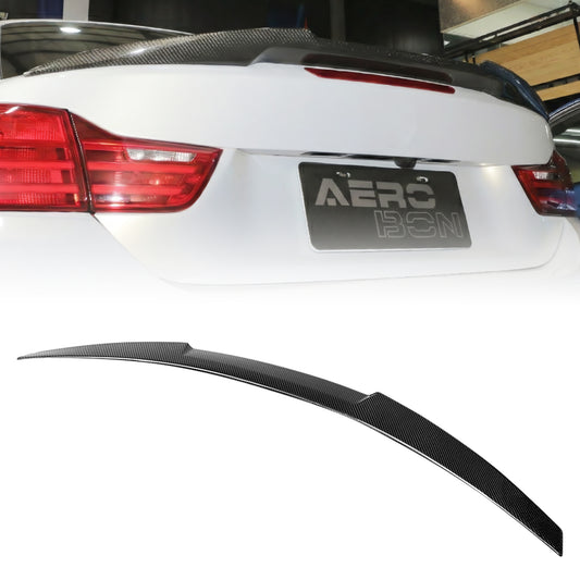 AeroBon Real Carbon Fiber Trunk Spoiler Compatible with 2013-2020 BMW 4 Series F33 F83 M4 Convertible Rear Spoiler (MV Style) Motorsport Version