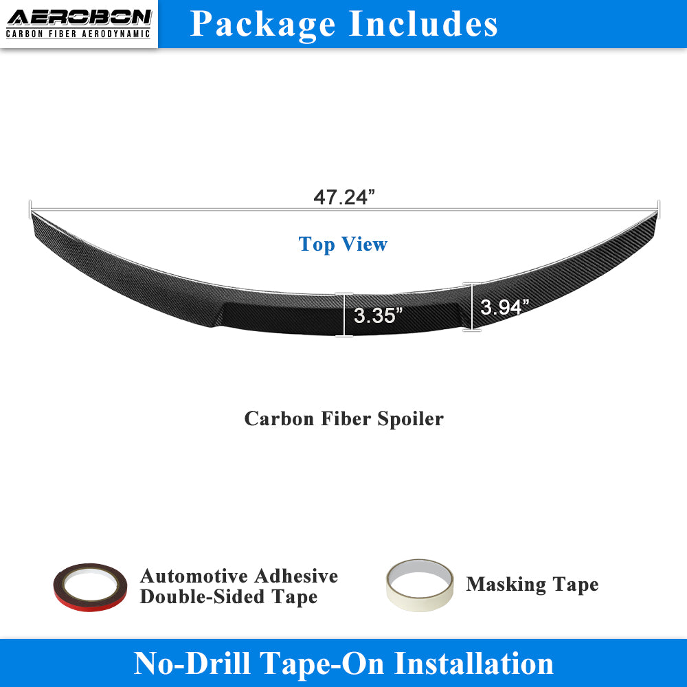 AeroBon Carbon Fiber Trunk Spoiler BMW 4 Series F36 (2014-2020) MV - dimensions & fitment guide