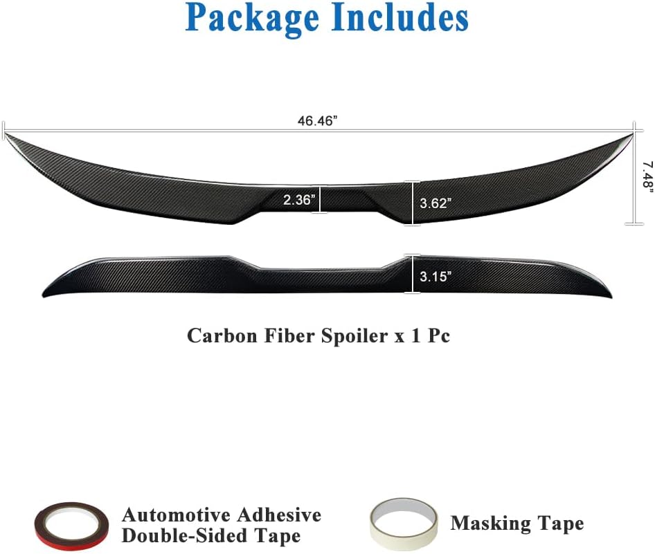 AeroBon Real Carbon Fiber Trunk Spoiler Compatible with 2006-2013 BMW 3 Series E92 Coupe and E92 M3 Coupe Spoiler (MP Style) Motorsport Performance