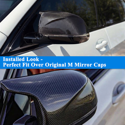 AeroBon Real Carbon Fiber Side Mirror Covers Compatible with BMW X3M F97, X4M F98, X5M F95, X6M F96 Mirror Caps (Replacement Style)