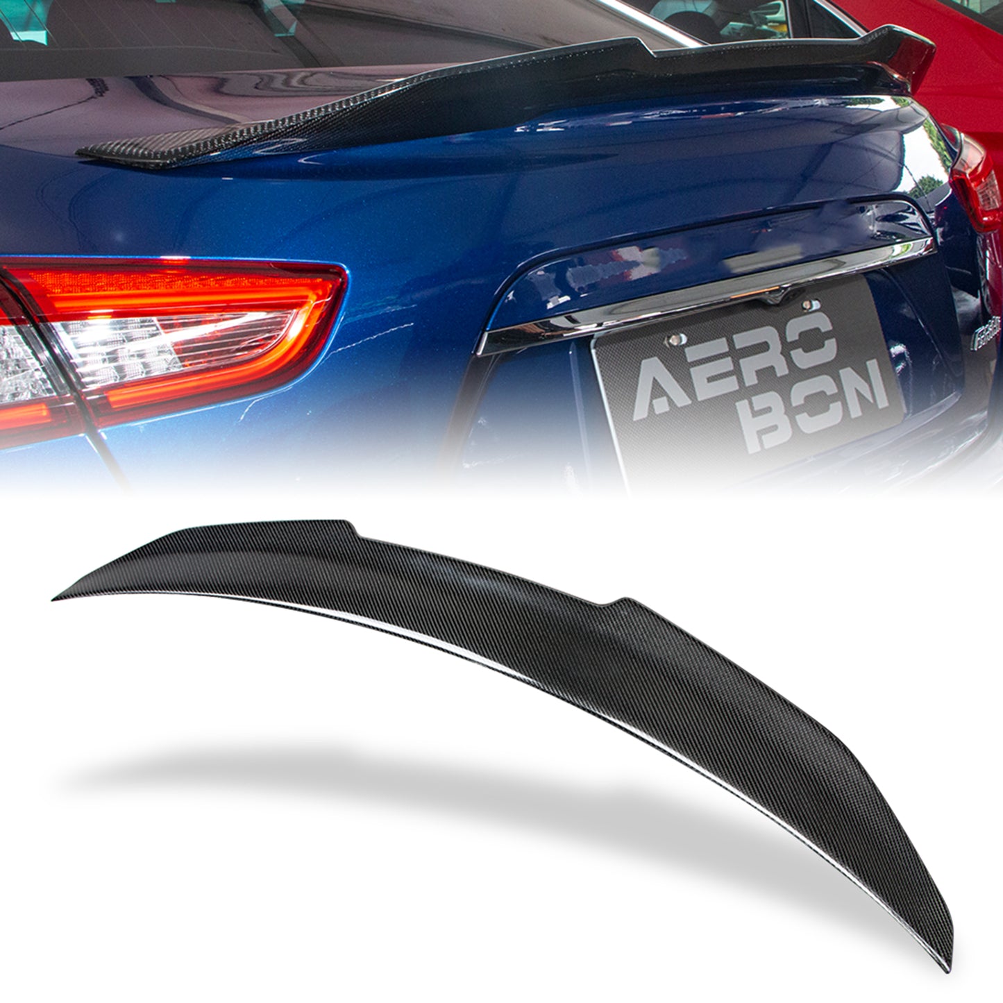 AeroBon Real Carbon Fiber Trunk Spoiler Compatible with 2014-2024 Maserati Ghibli Rear Spoiler (H Style) High Kick