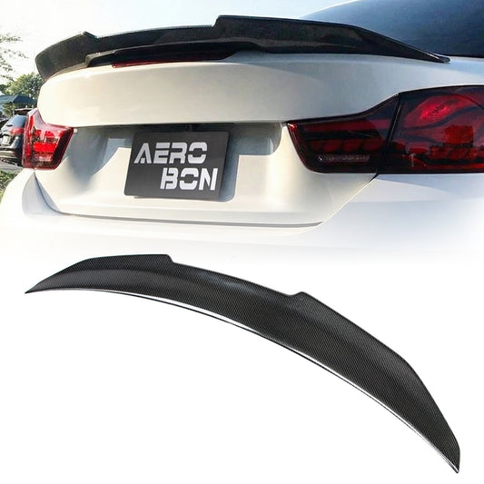 AeroBon Real Carbon Fiber Trunk Spoiler Compatible with 2013-2020 BMW 4 Series F33 F83 M4 Convertible Rear Spoiler (H Style) High Kick