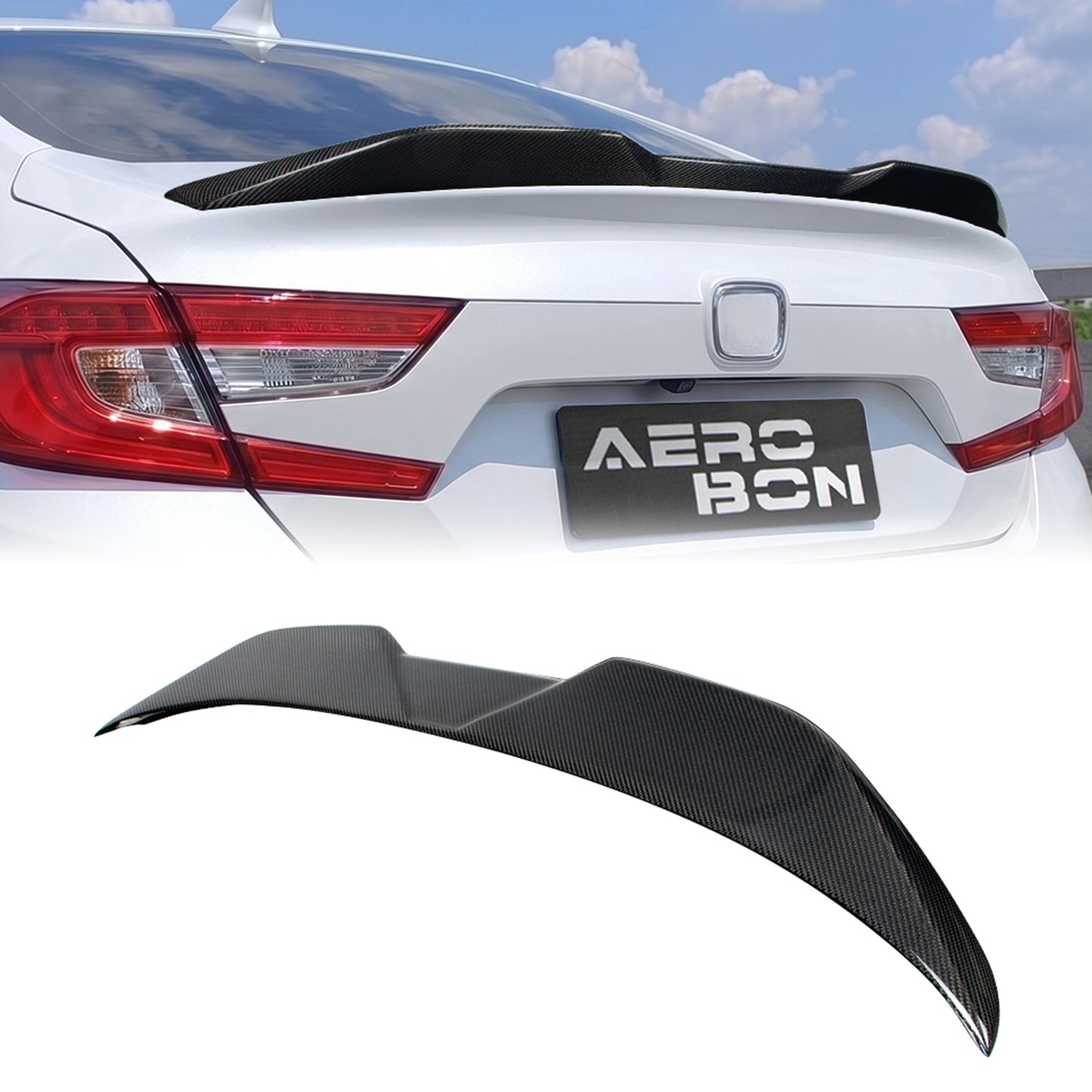 AeroBon Real Carbon Fiber Trunk Spoiler Compatible with 2018-2022 Honda Accord 10th Gen Rear Spoiler (MP Style) Motorsport Performance