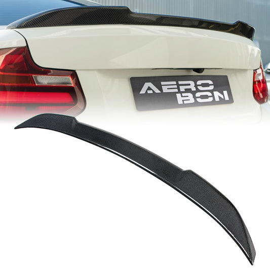 AeroBon Real Carbon Fiber Trunk Spoiler Compatible with 2014-2021 BMW 2-Series F22 Coupe F87 M2 Rear Spoiler (CS Style) Club Sport