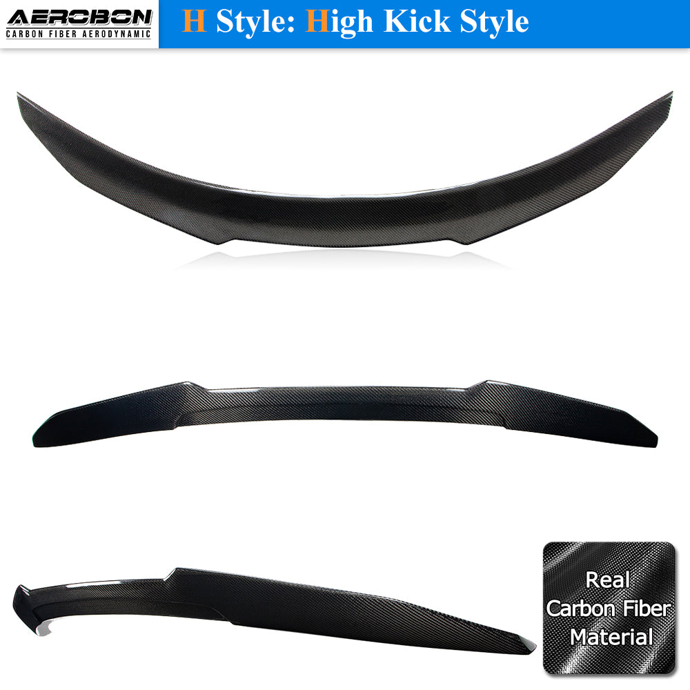 AeroBon Real Carbon Fiber Trunk Spoiler Compatible with 2012-2026 Tesla Model S Spoiler (H Style) High Kick