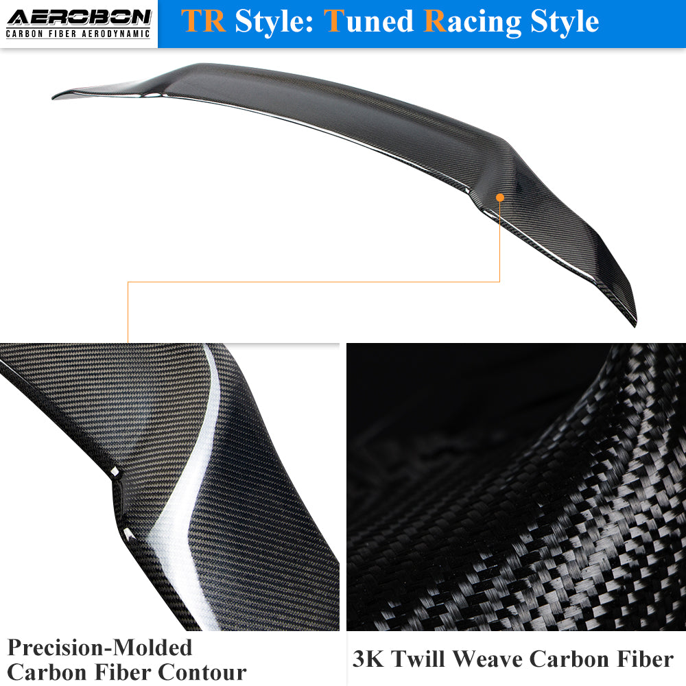 AeroBon Real Carbon Fiber Trunk Spoiler Compatible with 2023-2026 Honda Accord 11th Gen Rear Spoiler (TR Style) Tuned Racing